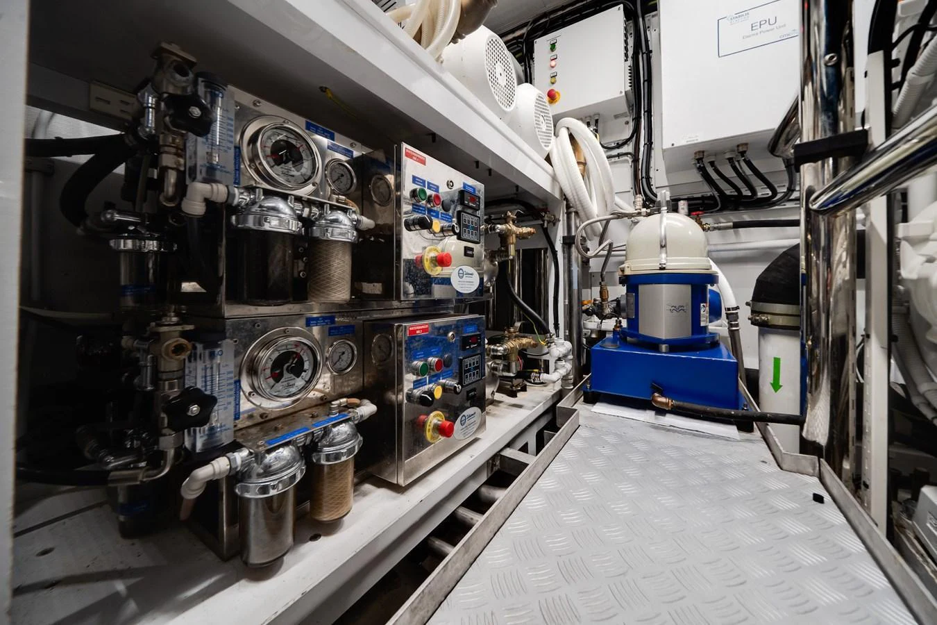 The engine room showcases advanced machinery and equipment, ensuring optimal performance and reliability. aboard TYCOON Yacht for Sale