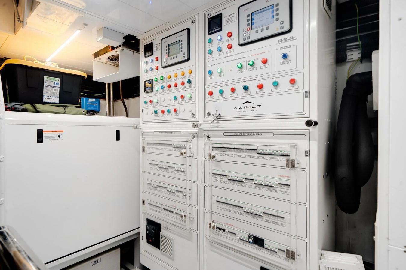 The image showcases the yacht's control room with various control panels and equipment. aboard TYCOON Yacht for Sale