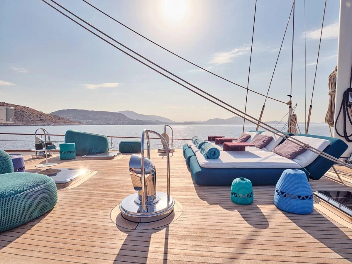 a boat on a deck aboard PASA Yacht for Sale