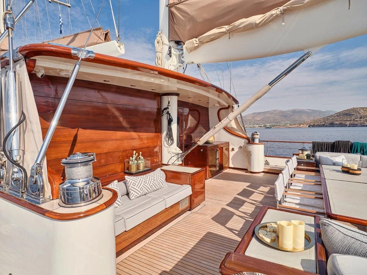 a boat on a deck aboard PASA Yacht for Sale