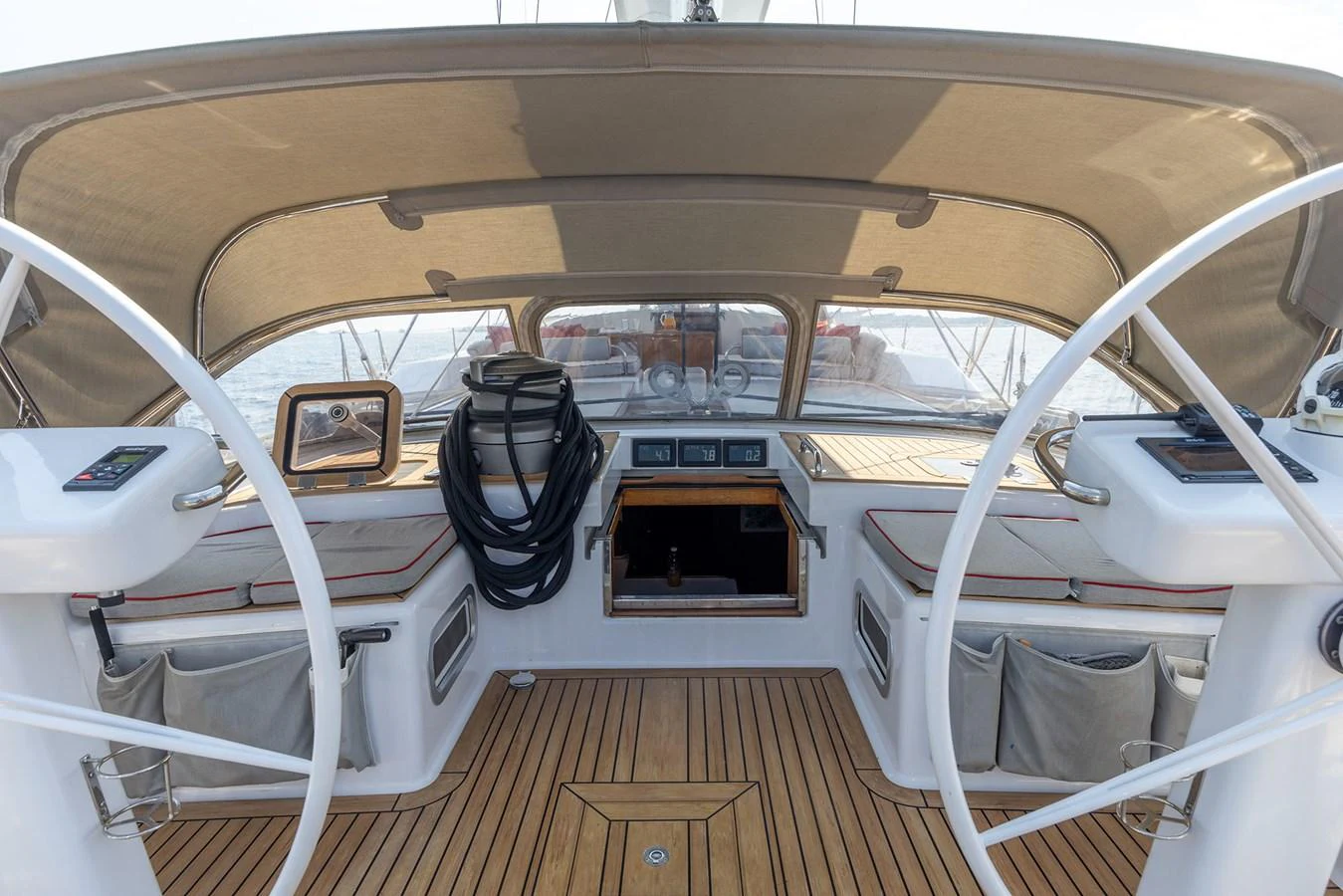 inside of a car aboard SKIP'N BOU Yacht for Sale
