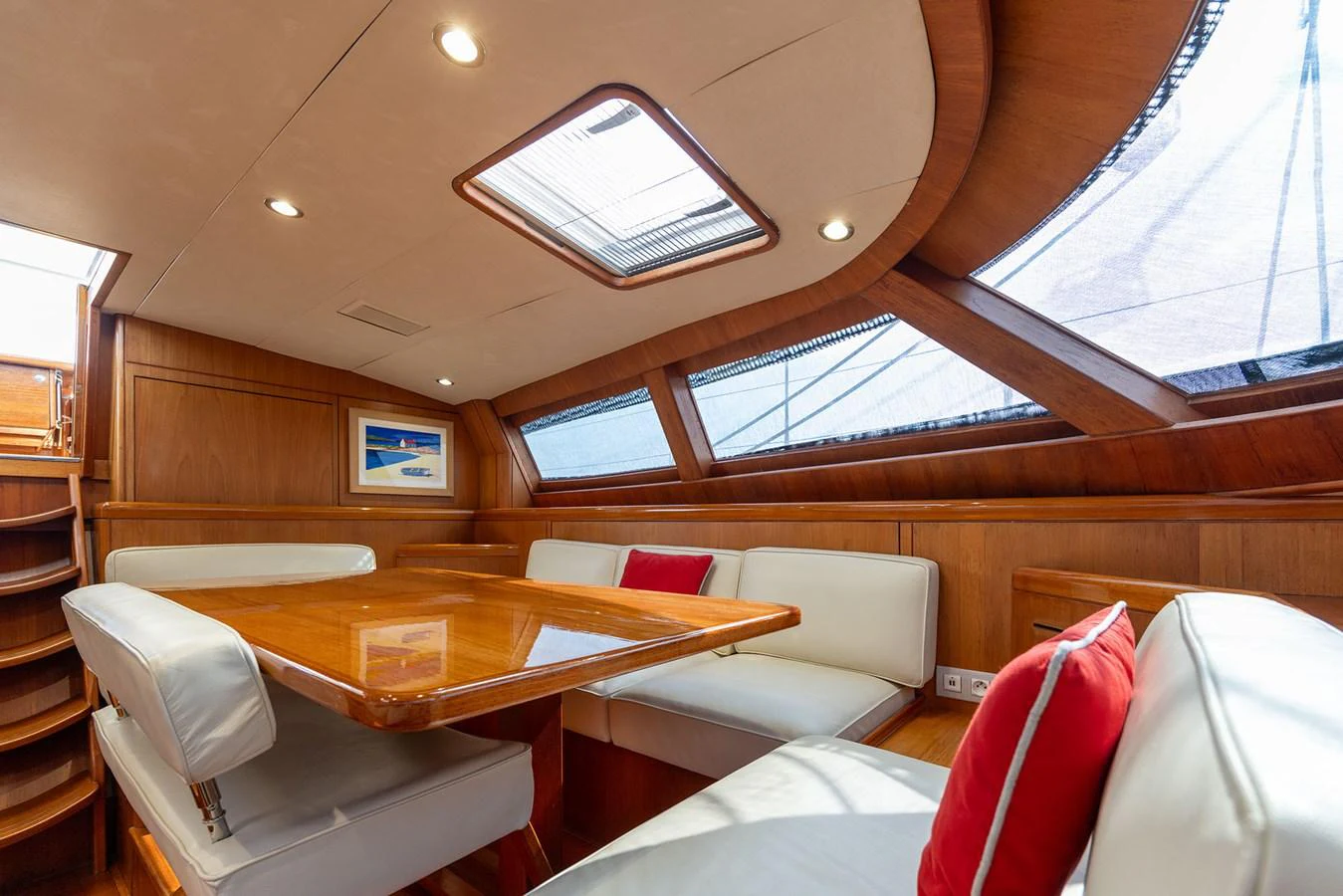 a room with a couch and a table aboard SKIP'N BOU Yacht for Sale