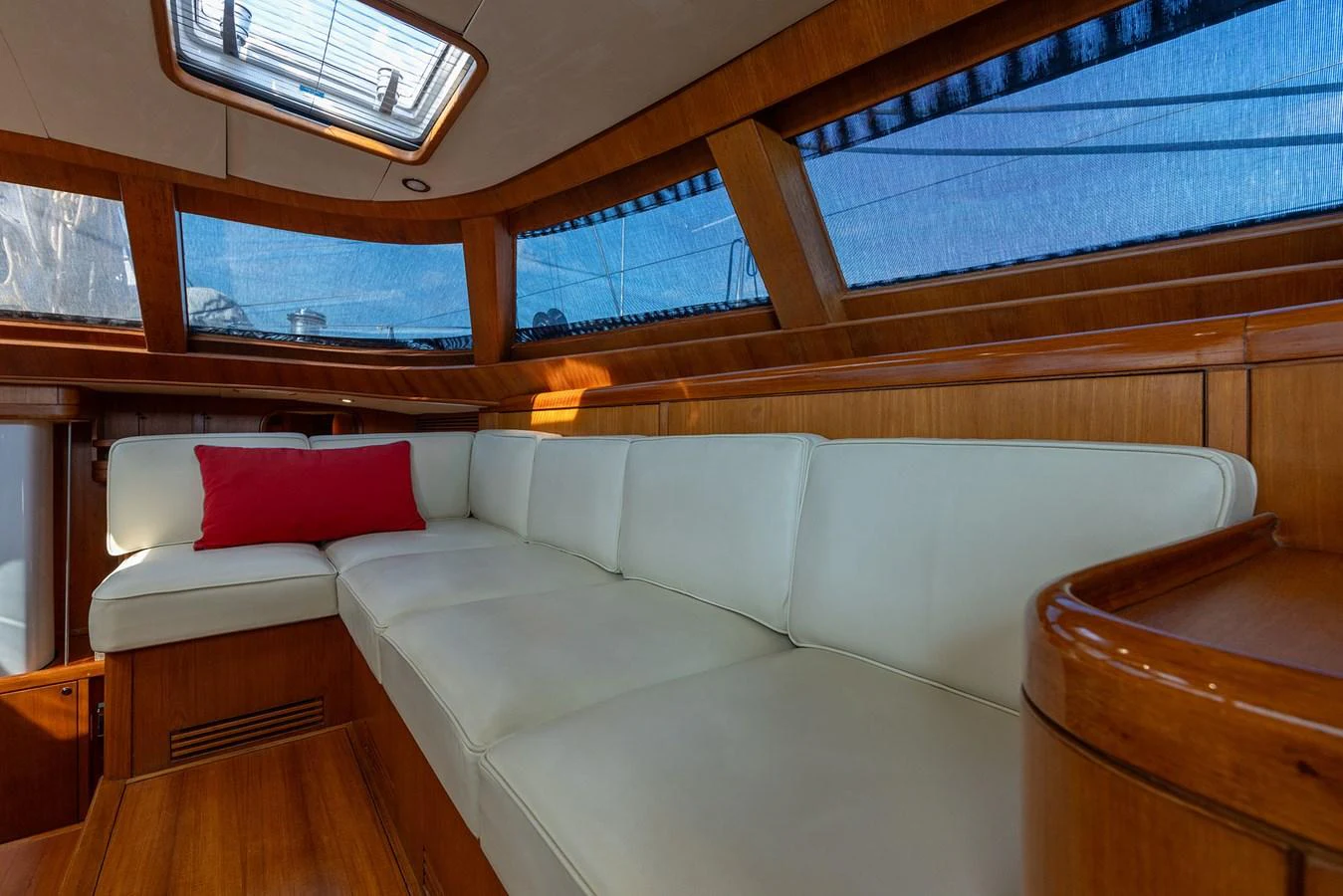 a couch in a room aboard SKIP'N BOU Yacht for Sale