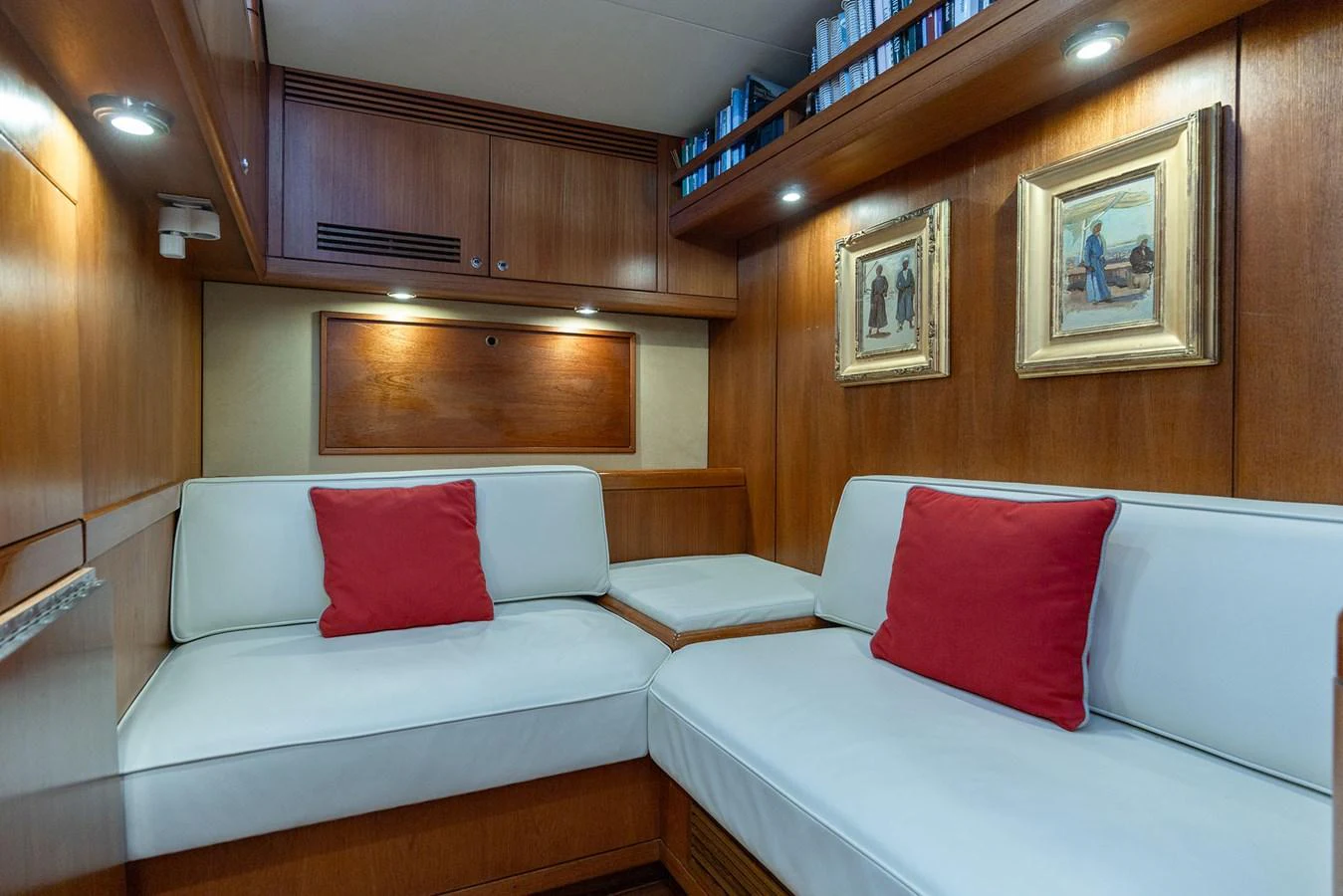 a room with a couch and a table aboard SKIP'N BOU Yacht for Sale