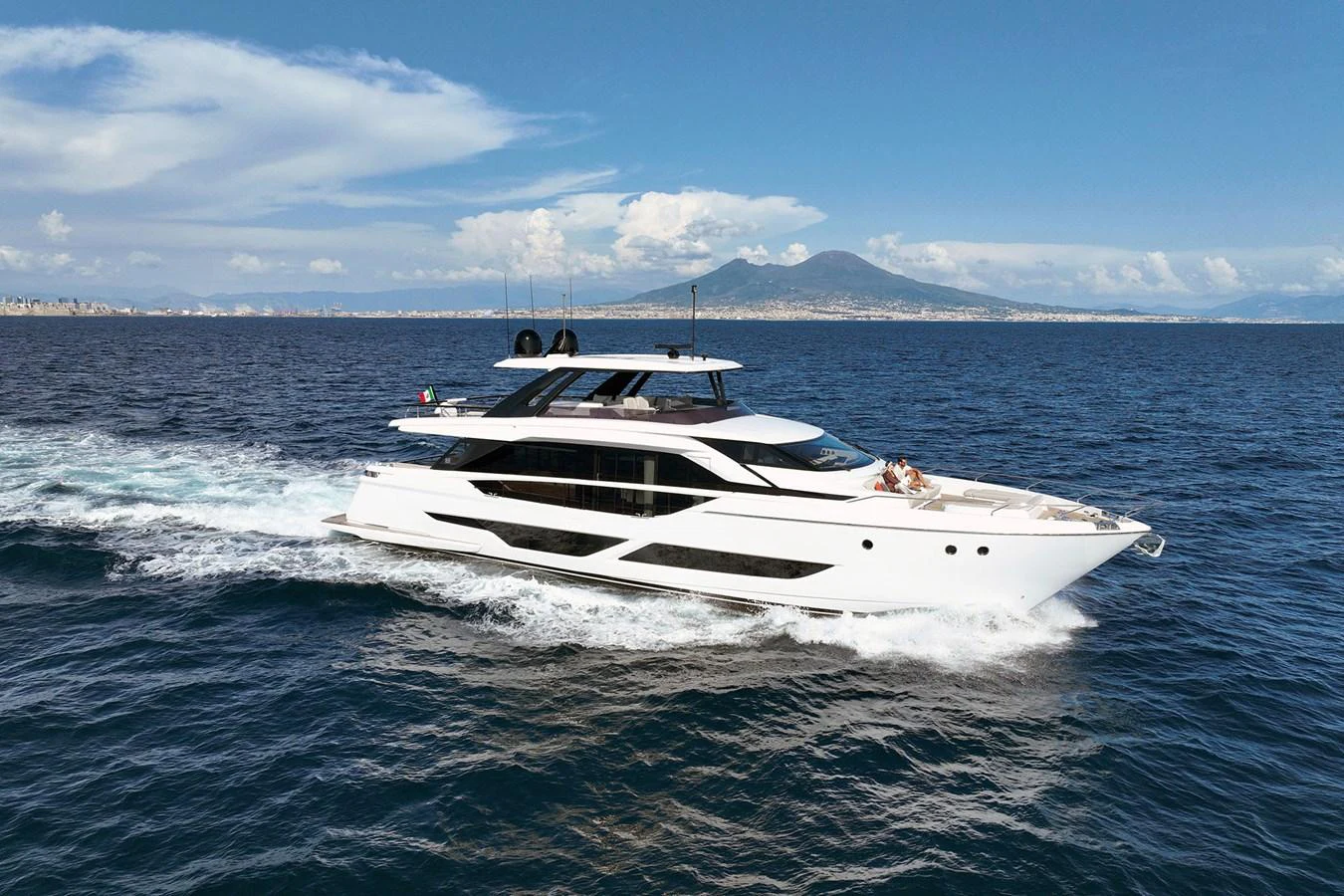 a white yacht on the water aboard WL Yacht for Sale