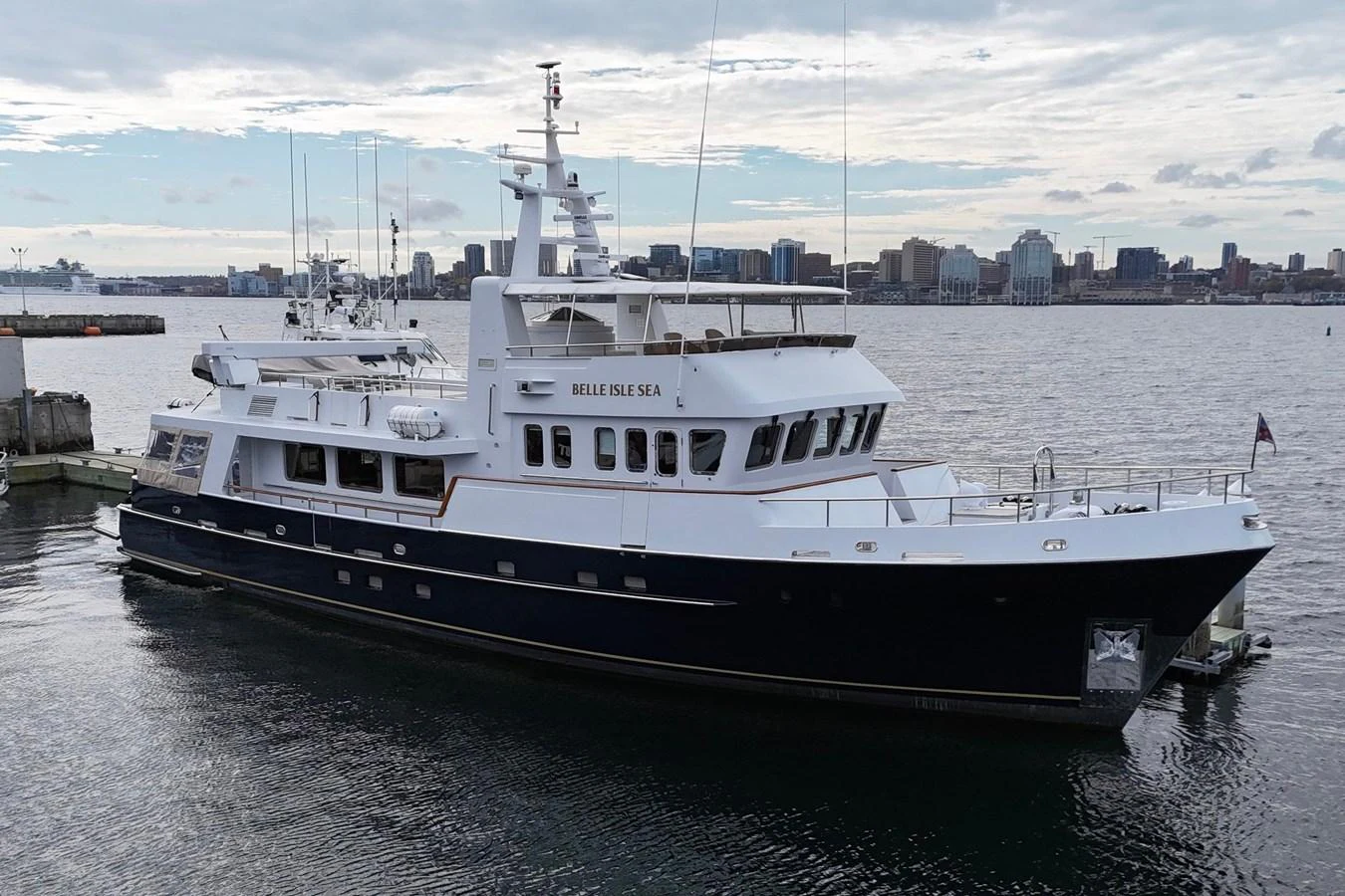 a large white boat aboard BELLE ISLE SEA Yacht for Sale