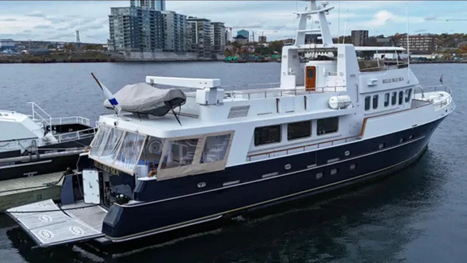 a large boat in the water aboard BELLE ISLE SEA Yacht for Sale
