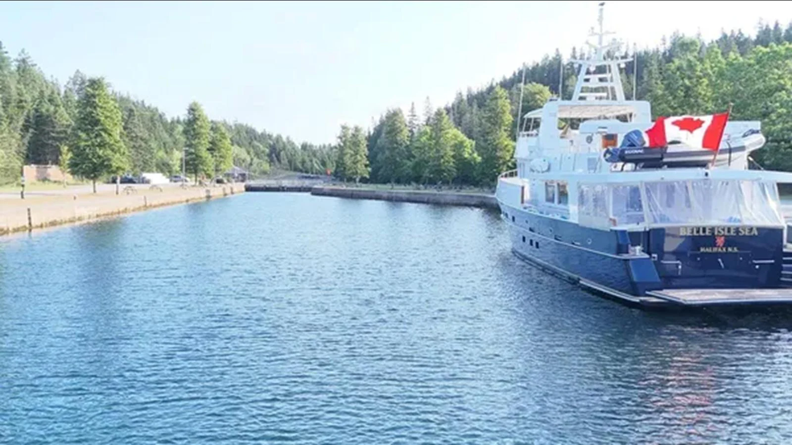 a large boat on the water aboard BELLE ISLE SEA Yacht for Sale