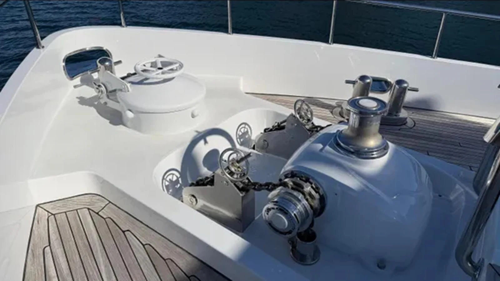 a white sink with faucets aboard BELLE ISLE SEA Yacht for Sale