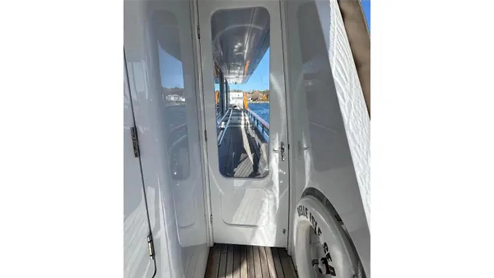 a bus with a mirror on the side aboard BELLE ISLE SEA Yacht for Sale