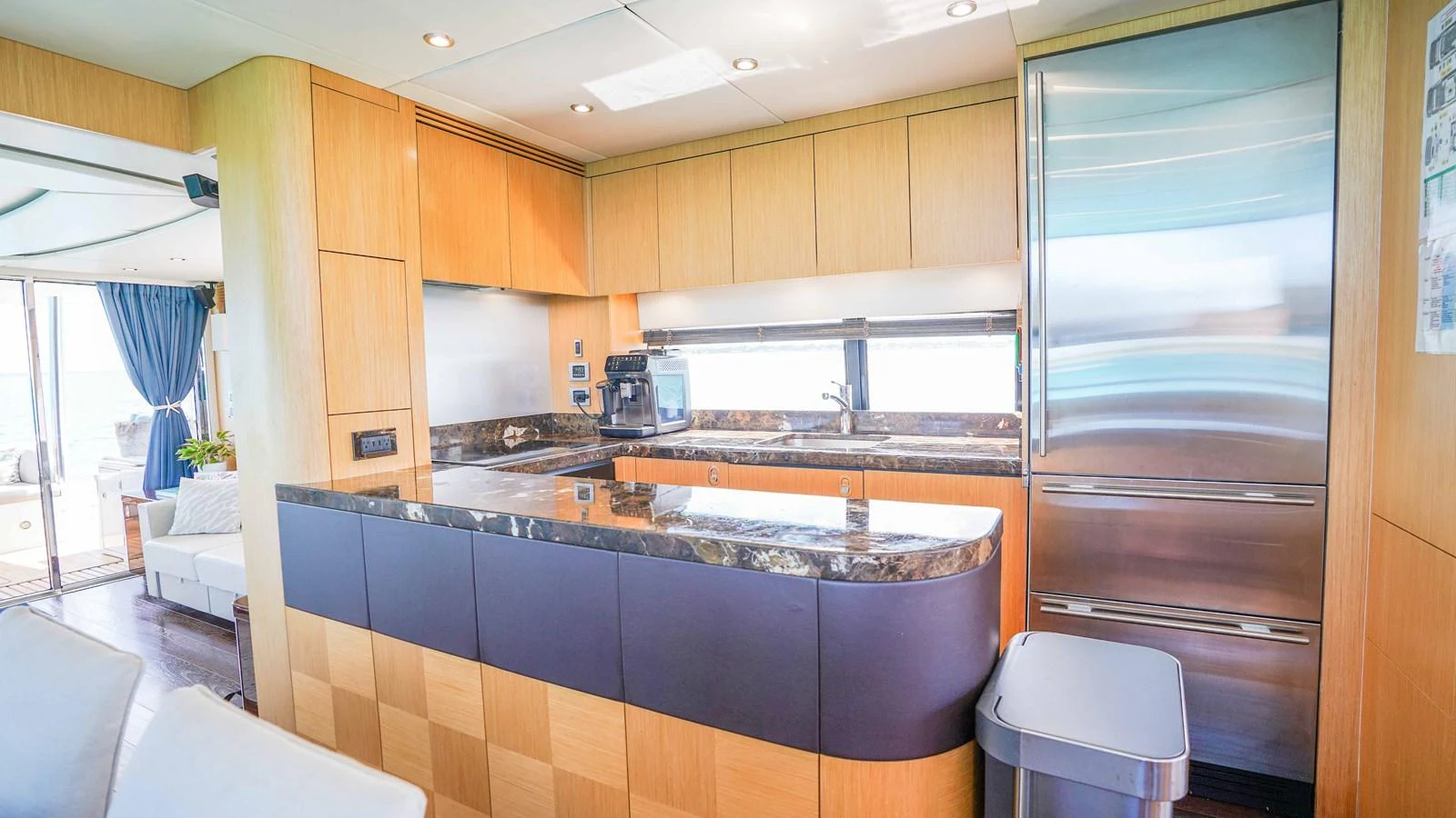 a kitchen with a glass door aboard DADDY'S $ Yacht for Sale