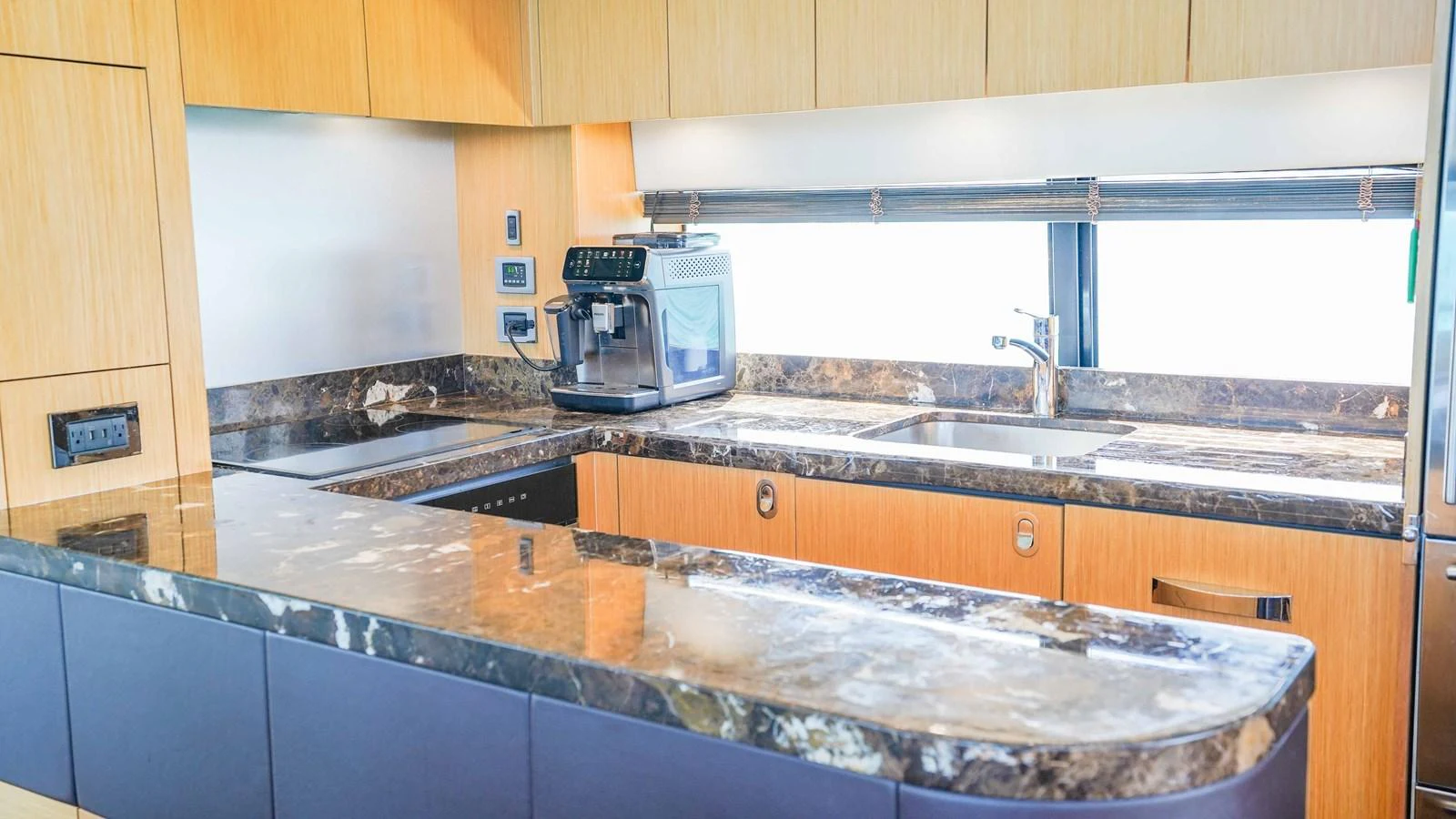 a kitchen with a microwave oven aboard DADDY'S $ Yacht for Sale