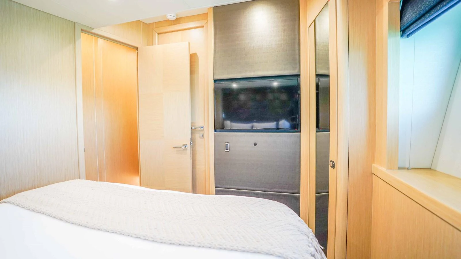 a bed in a room aboard DADDY'S $ Yacht for Sale