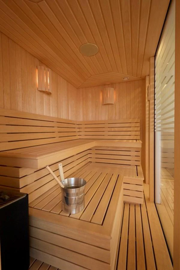 a wooden house with a wood floor aboard VANISH Yacht for Sale