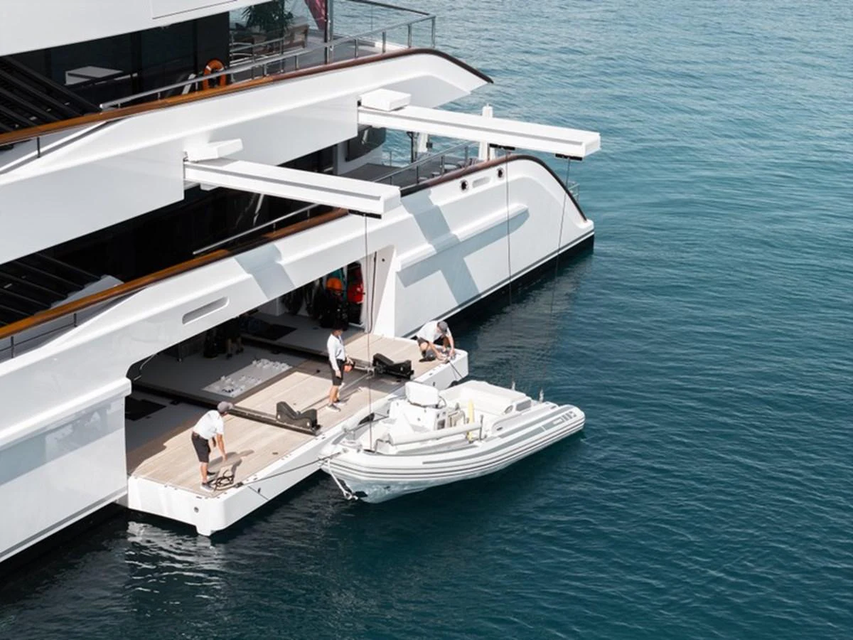 a person standing on a boat aboard VANISH Yacht for Sale