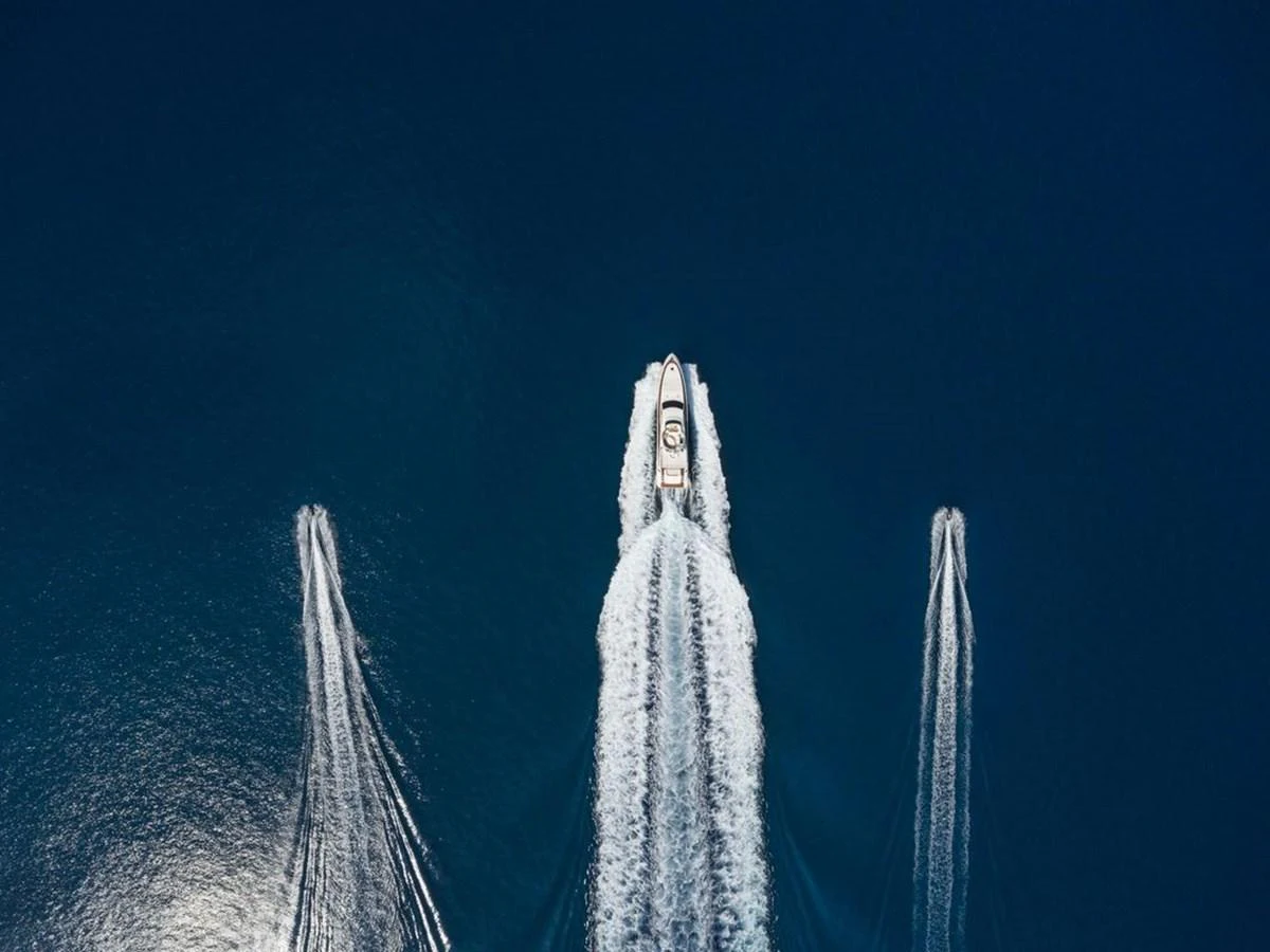 a rocket flying through the air aboard AZIMUT 98 LEONARDO Yacht for Sale