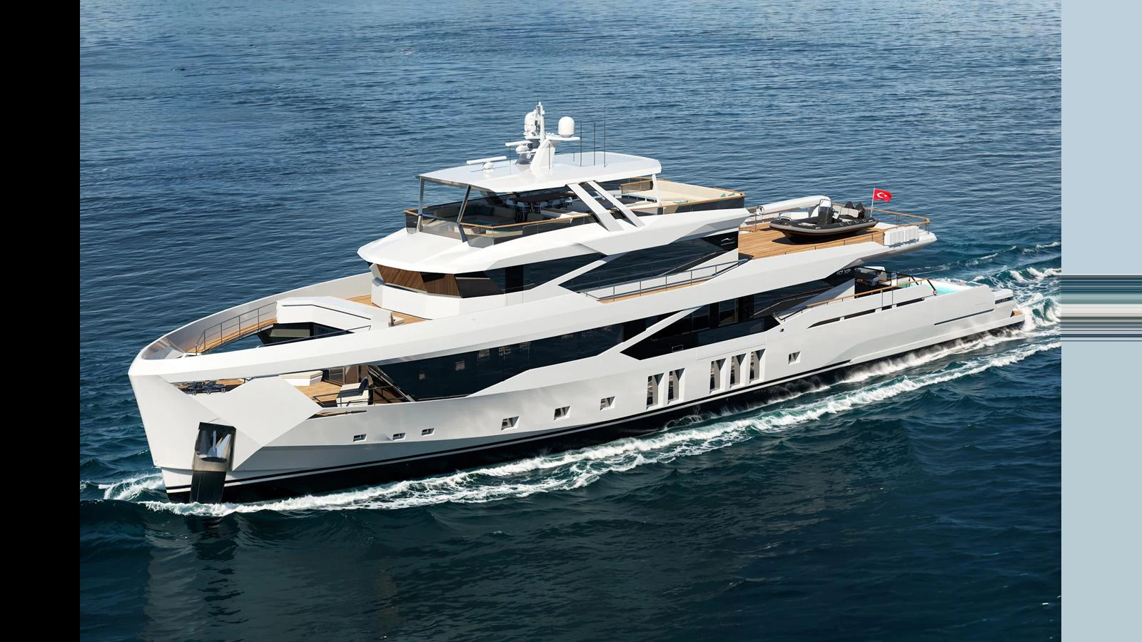 a white yacht on the water aboard NUMARINE 47MXP Yacht for Sale