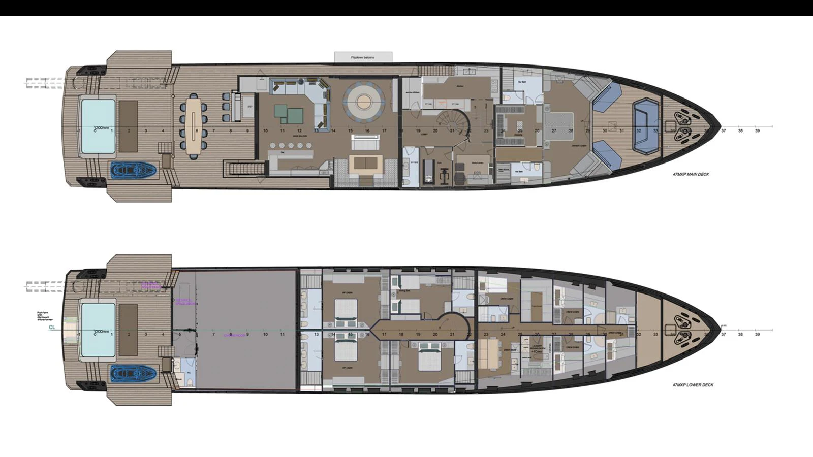 diagram aboard NUMARINE 47MXP Yacht for Sale
