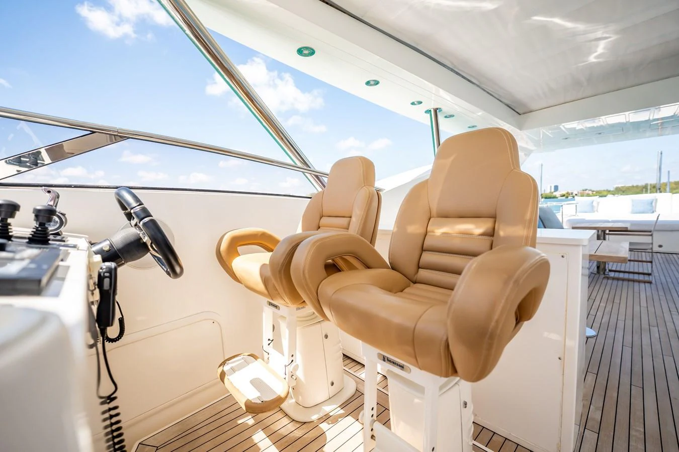 a chair on a boat aboard PRECIOSO Yacht for Sale