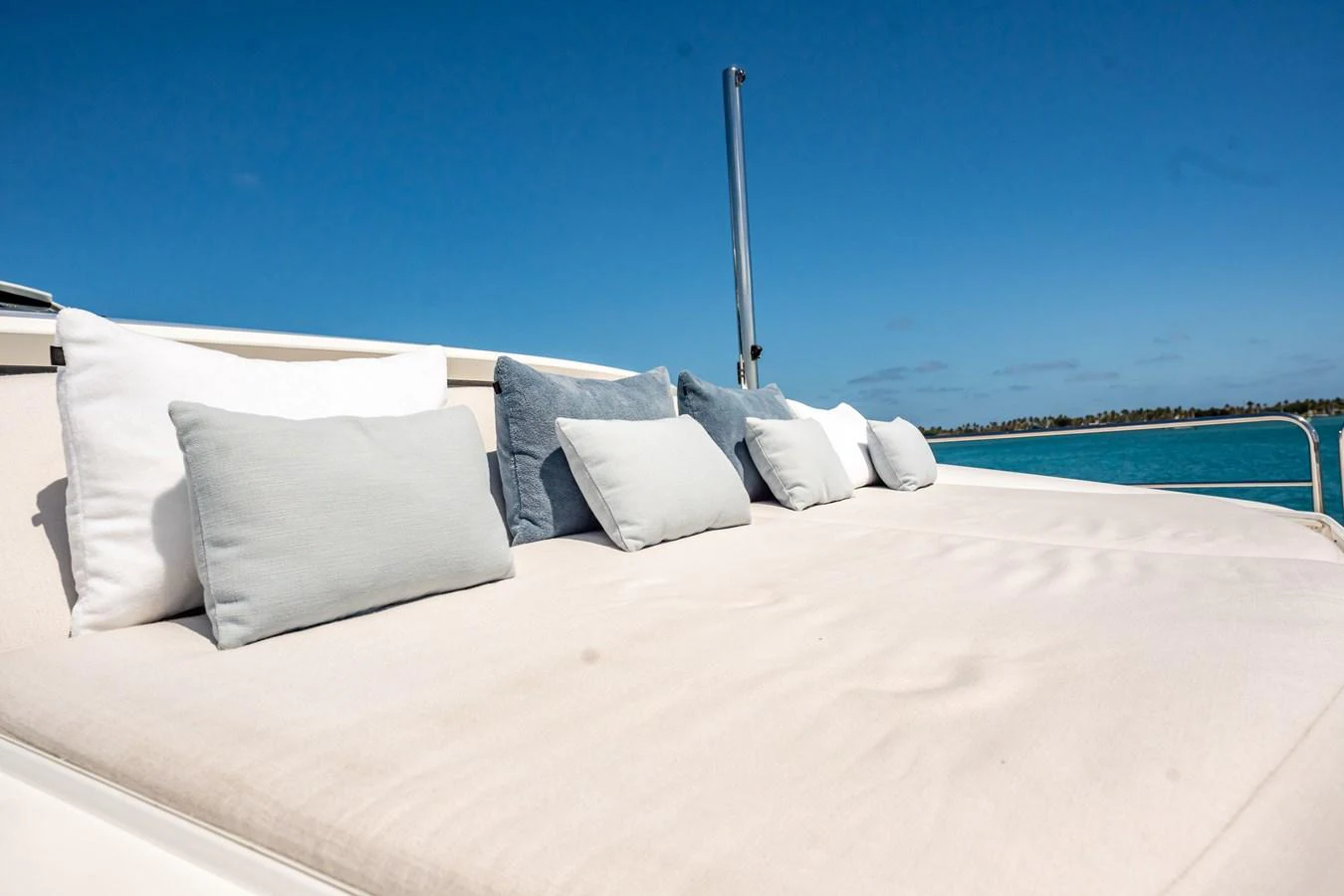 a bed on a beach aboard PRECIOSO Yacht for Sale
