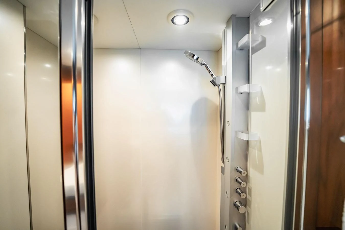 a shower unit with a shower aboard PRECIOSO Yacht for Sale