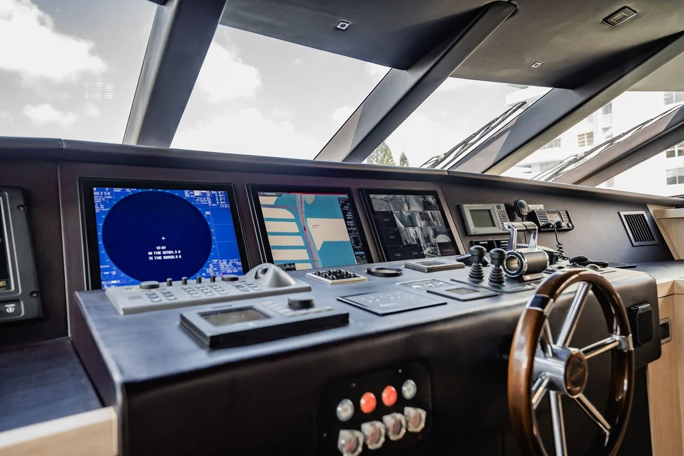inside of a cockpit aboard PRECIOSO Yacht for Sale