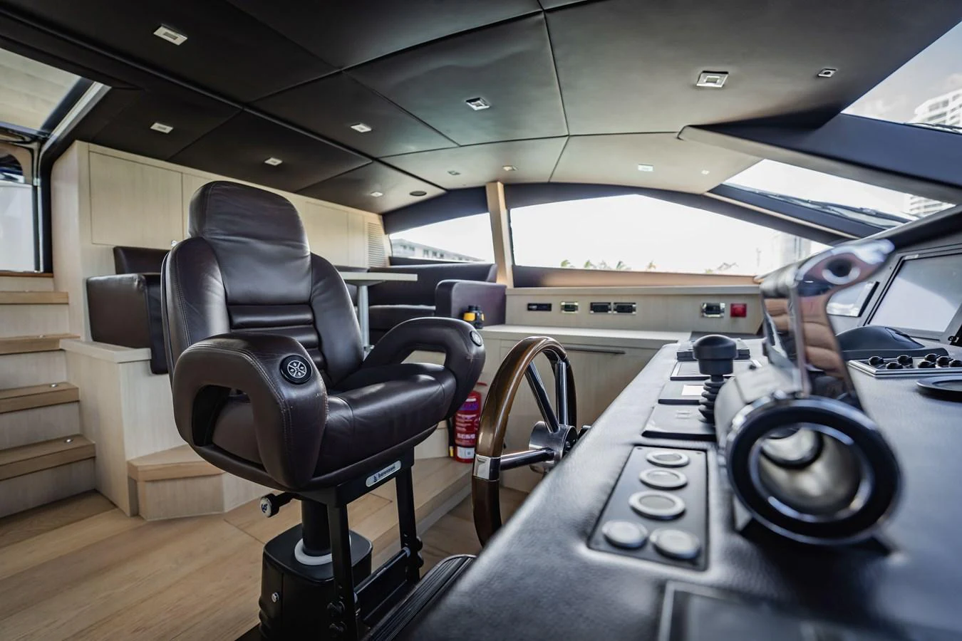 a car with a bar and treadmills aboard PRECIOSO Yacht for Sale