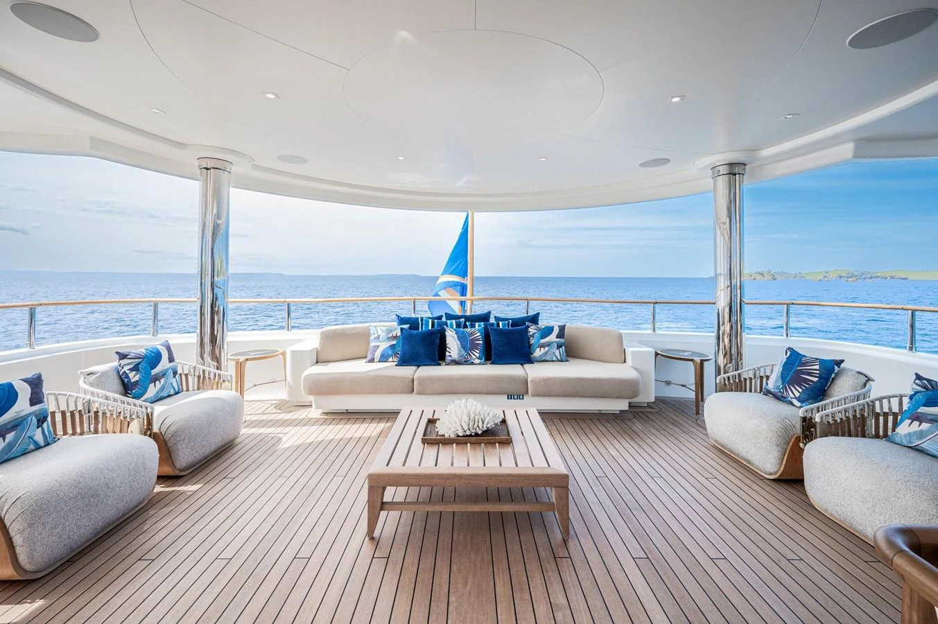 a large living room with a large body of water aboard ODYSSEY Yacht for Sale