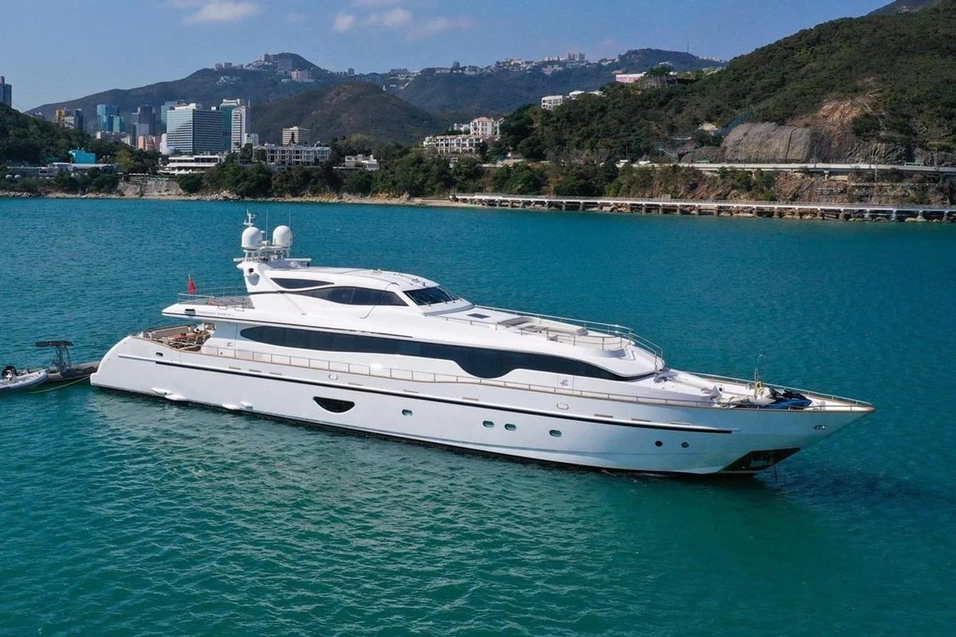 a white yacht in the water aboard SUNSHINE Yacht for Sale