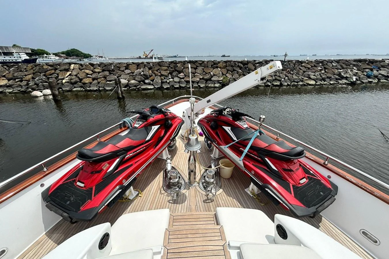 a boat on a deck aboard SUNSHINE Yacht for Sale