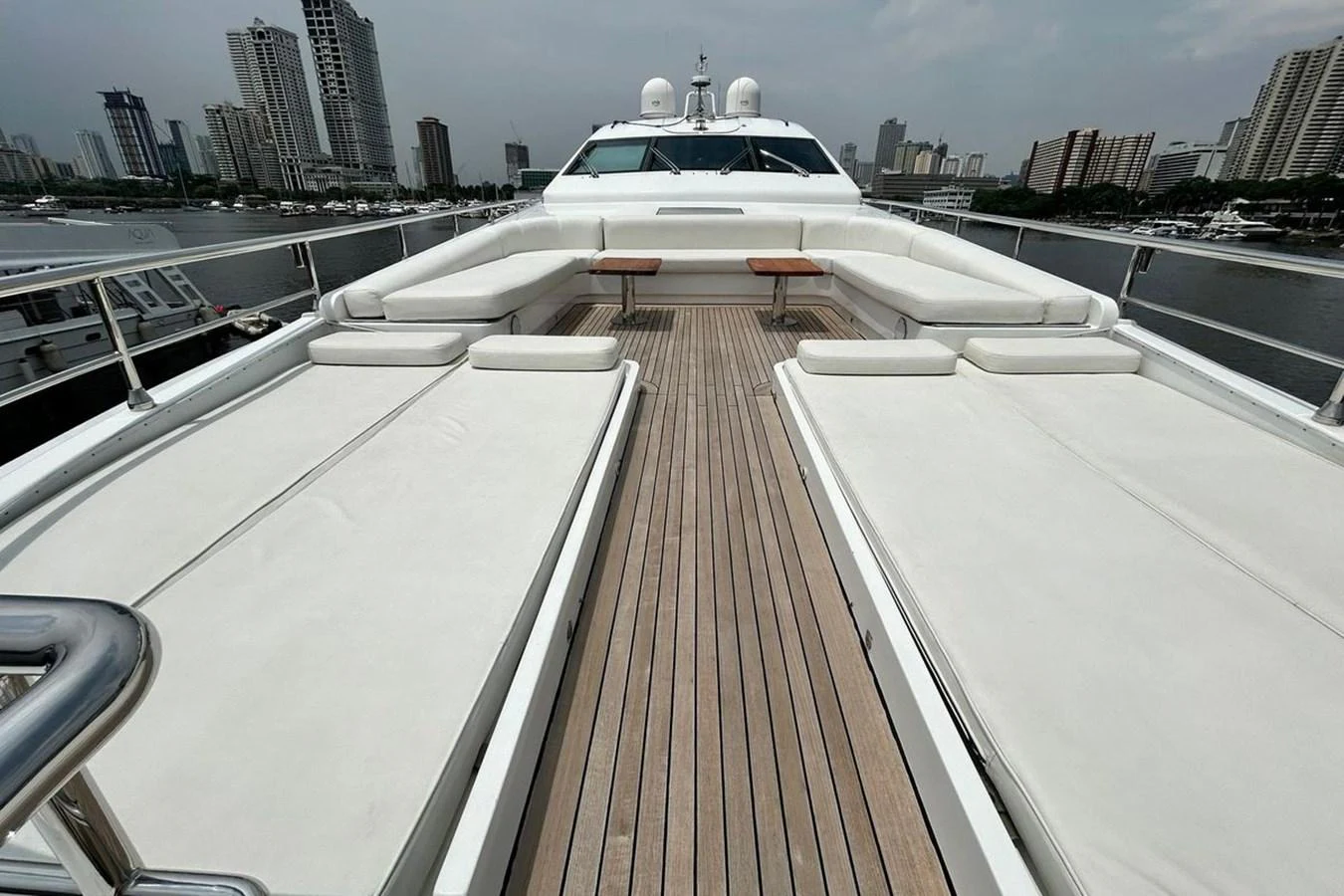 a deck with a boat on it aboard SUNSHINE Yacht for Sale