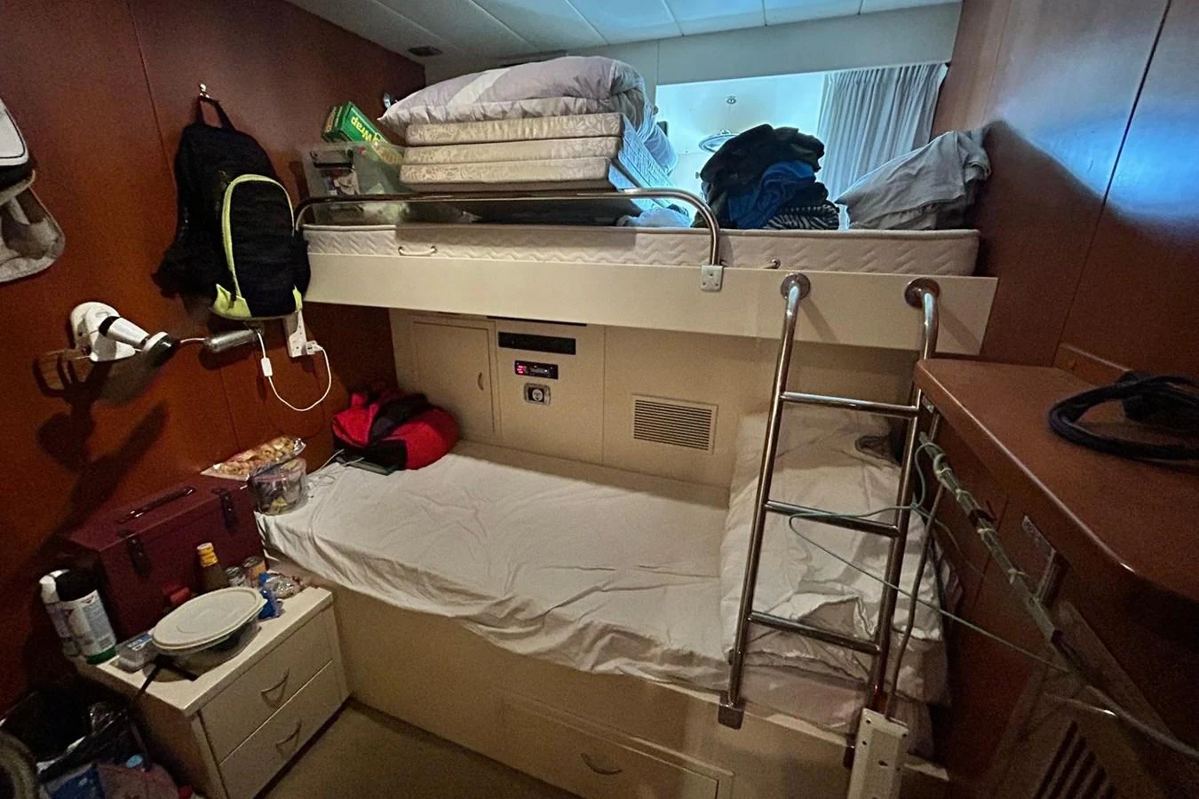a couple of beds in a room aboard SUNSHINE Yacht for Sale