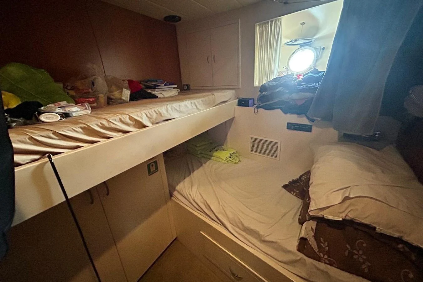 a room with bunk beds aboard SUNSHINE Yacht for Sale
