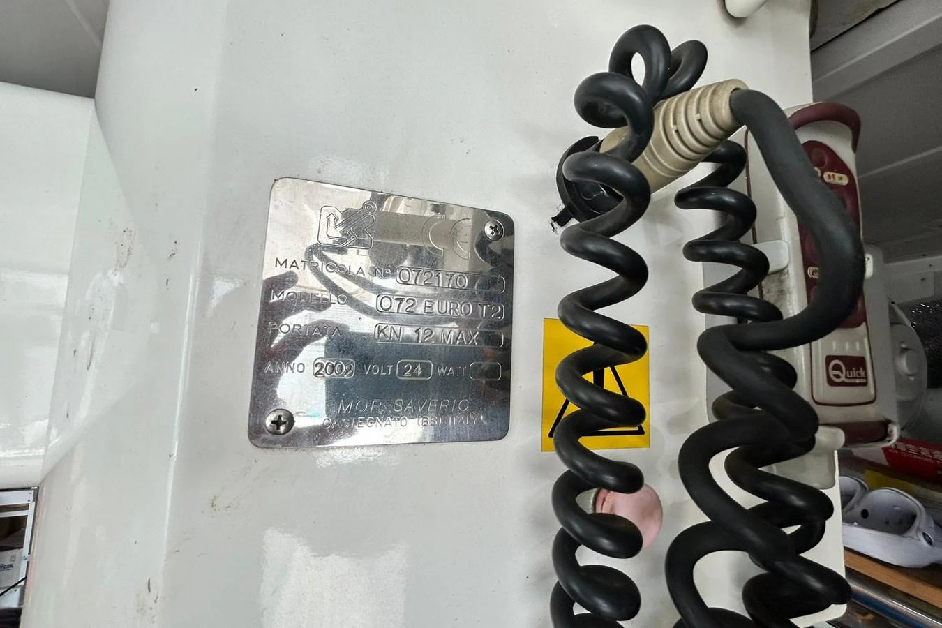 a close-up of a chain aboard SUNSHINE Yacht for Sale