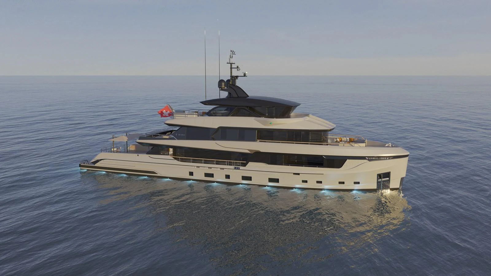 a large ship in the water aboard B130 Yacht for Sale