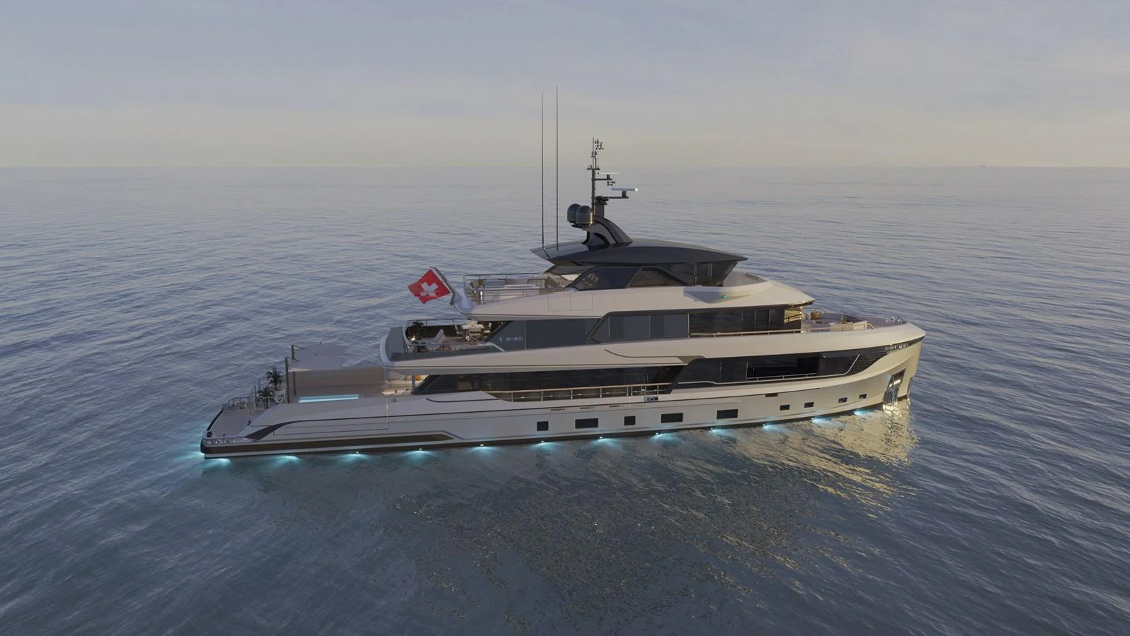 a large boat in the water aboard B130 Yacht for Sale