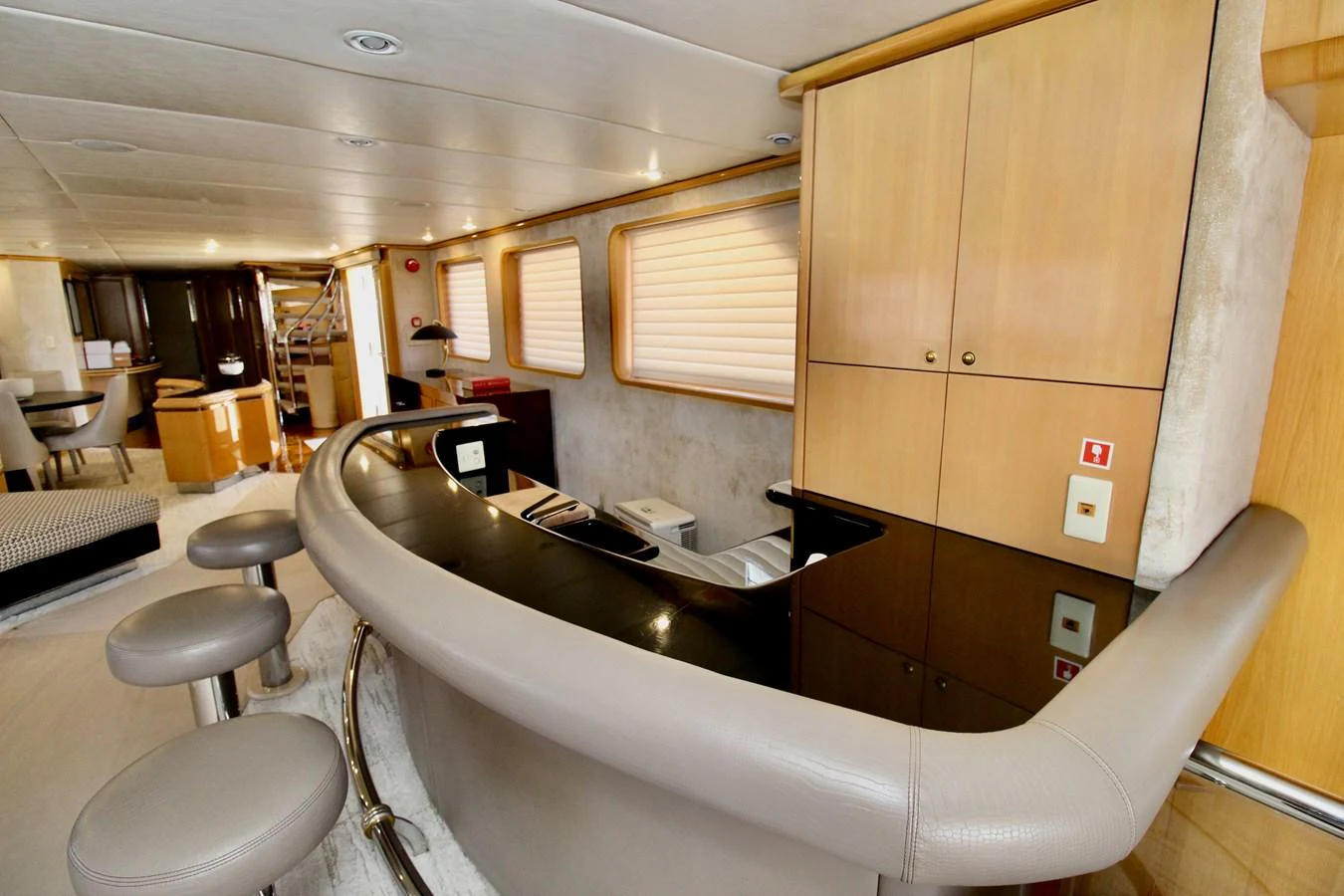 a large kitchen with a large island aboard MAVERICK Yacht for Sale
