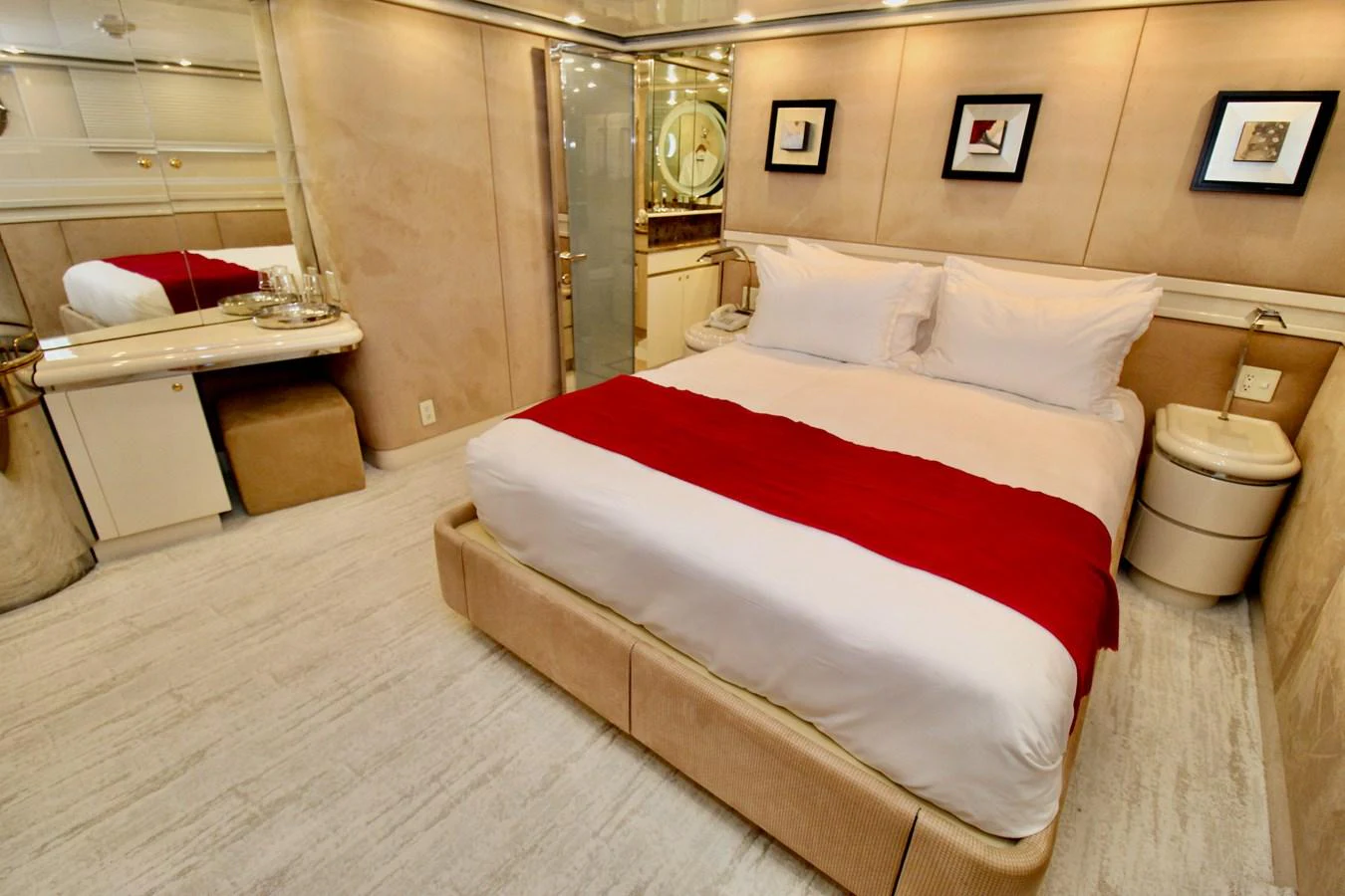 a hotel room with a bed aboard MAVERICK Yacht for Sale
