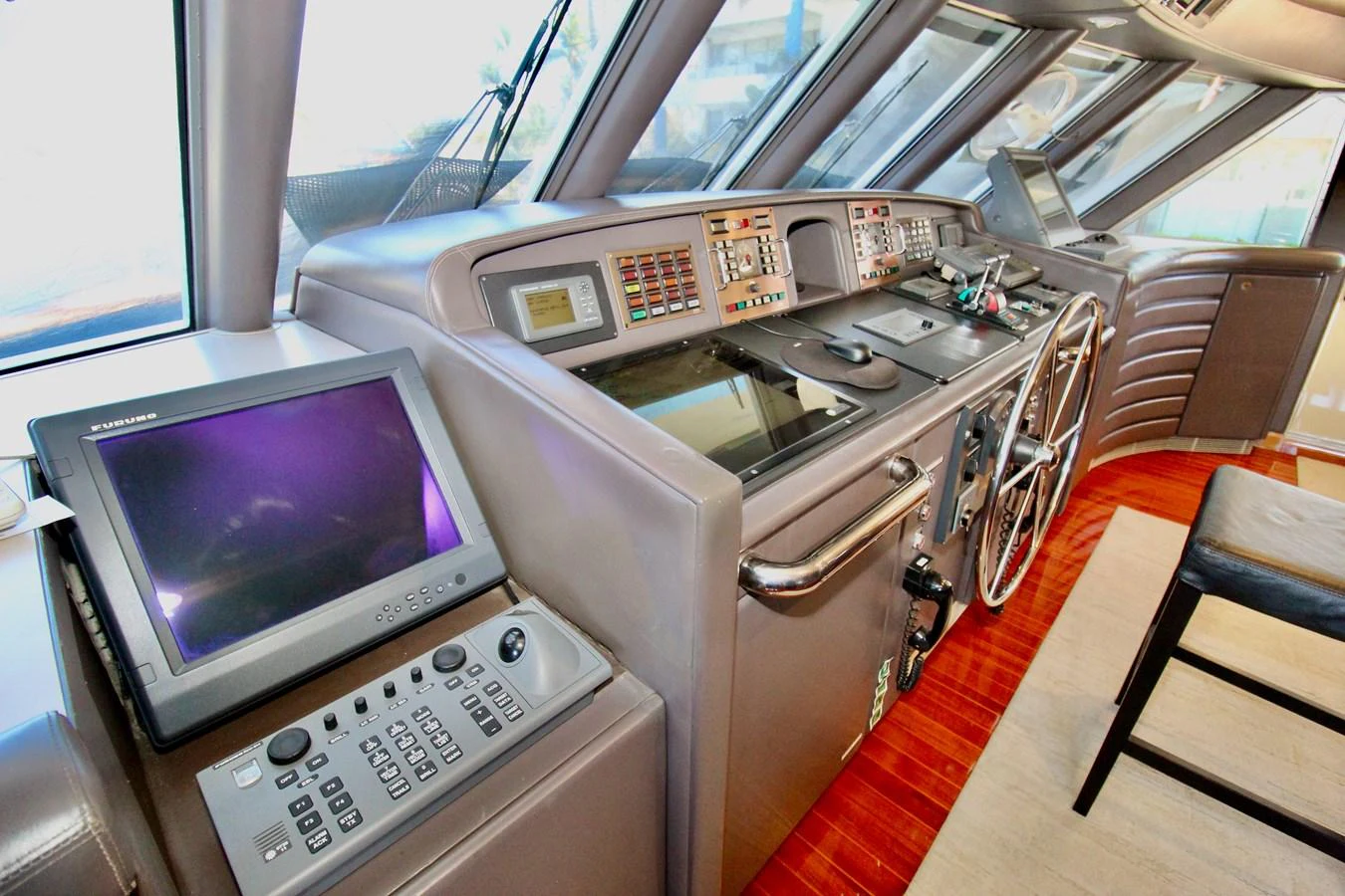 a car with a television on the side aboard MAVERICK Yacht for Sale