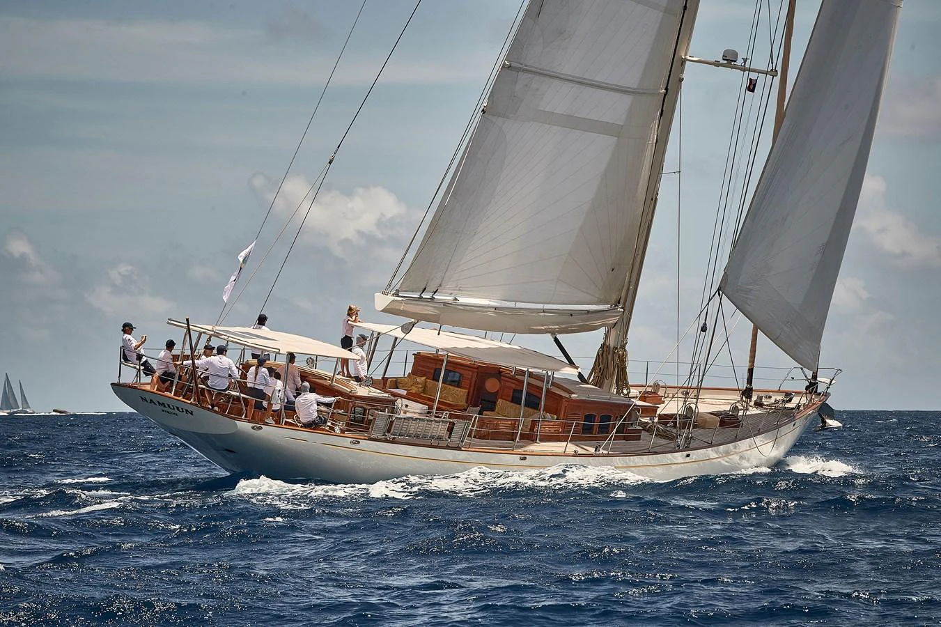 a boat with people on it aboard NAMUUN Yacht for Sale