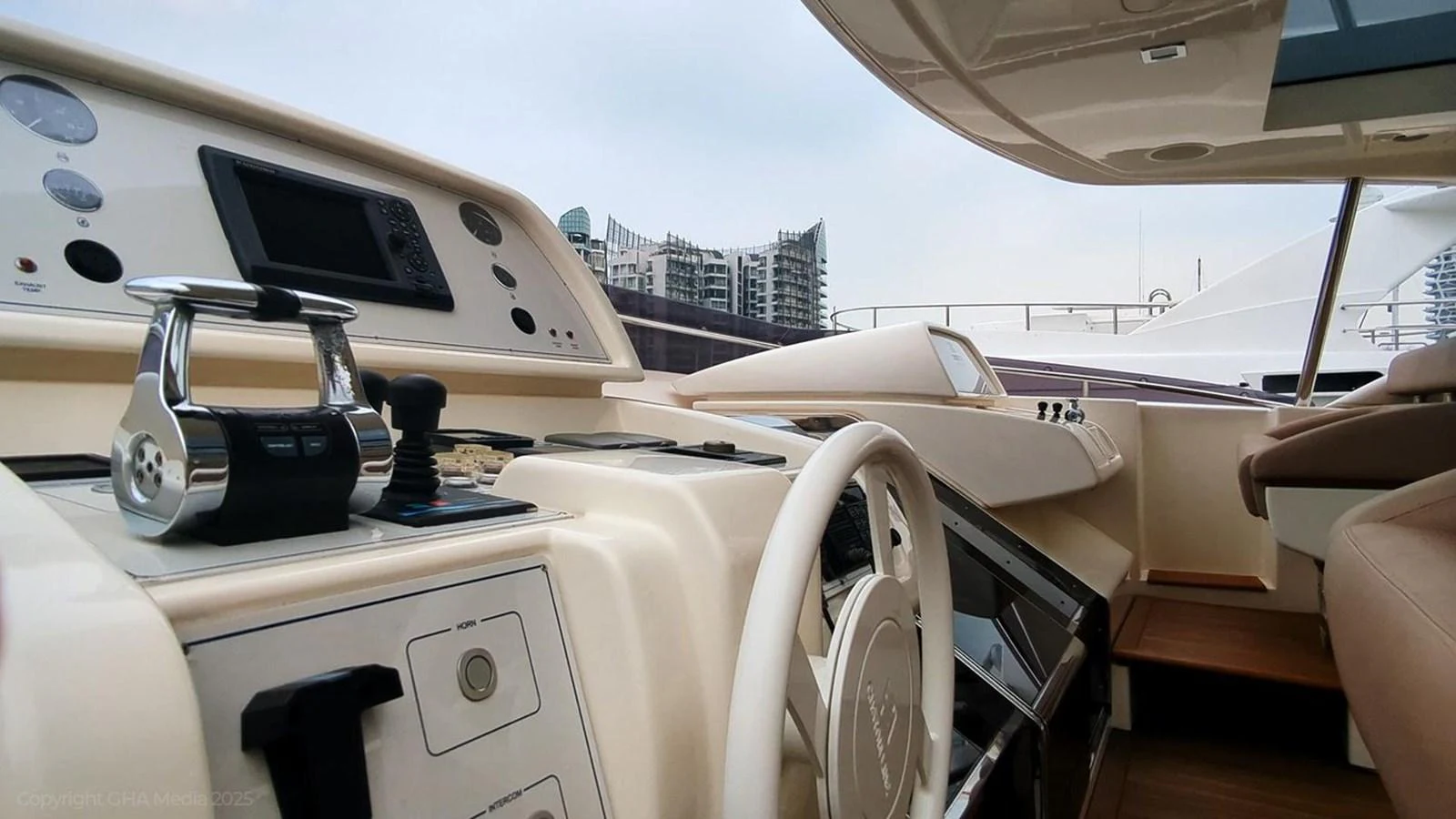 the inside of a car aboard OXYGEN Yacht for Sale