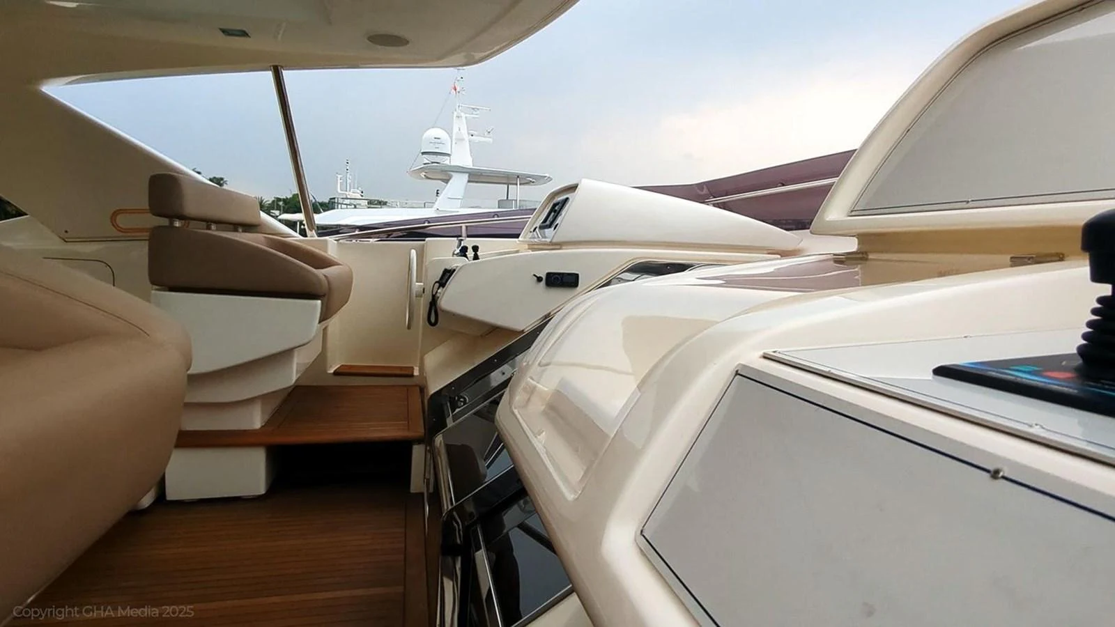 the inside of a car aboard OXYGEN Yacht for Sale