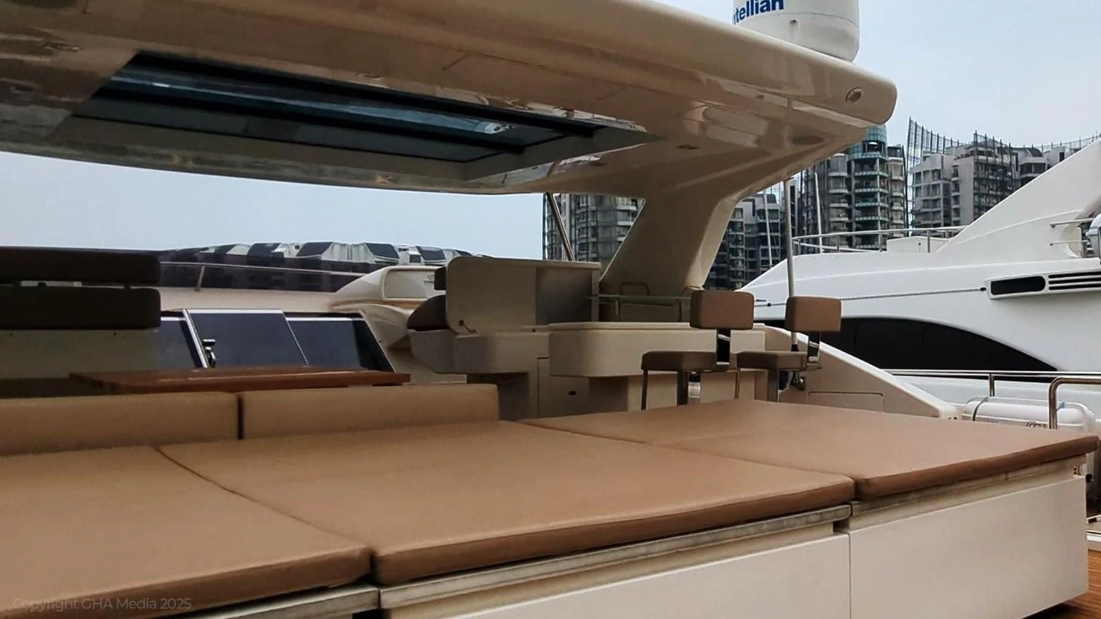a view of the deck of a boat on the water aboard OXYGEN Yacht for Sale