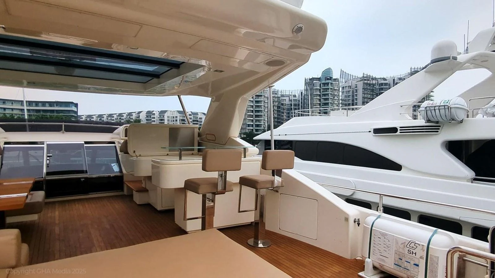 a room with a large white yacht aboard OXYGEN Yacht for Sale