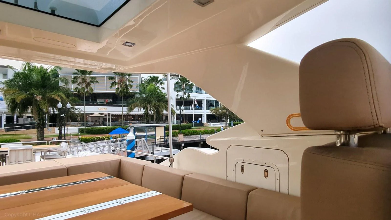 inside of a car aboard OXYGEN Yacht for Sale
