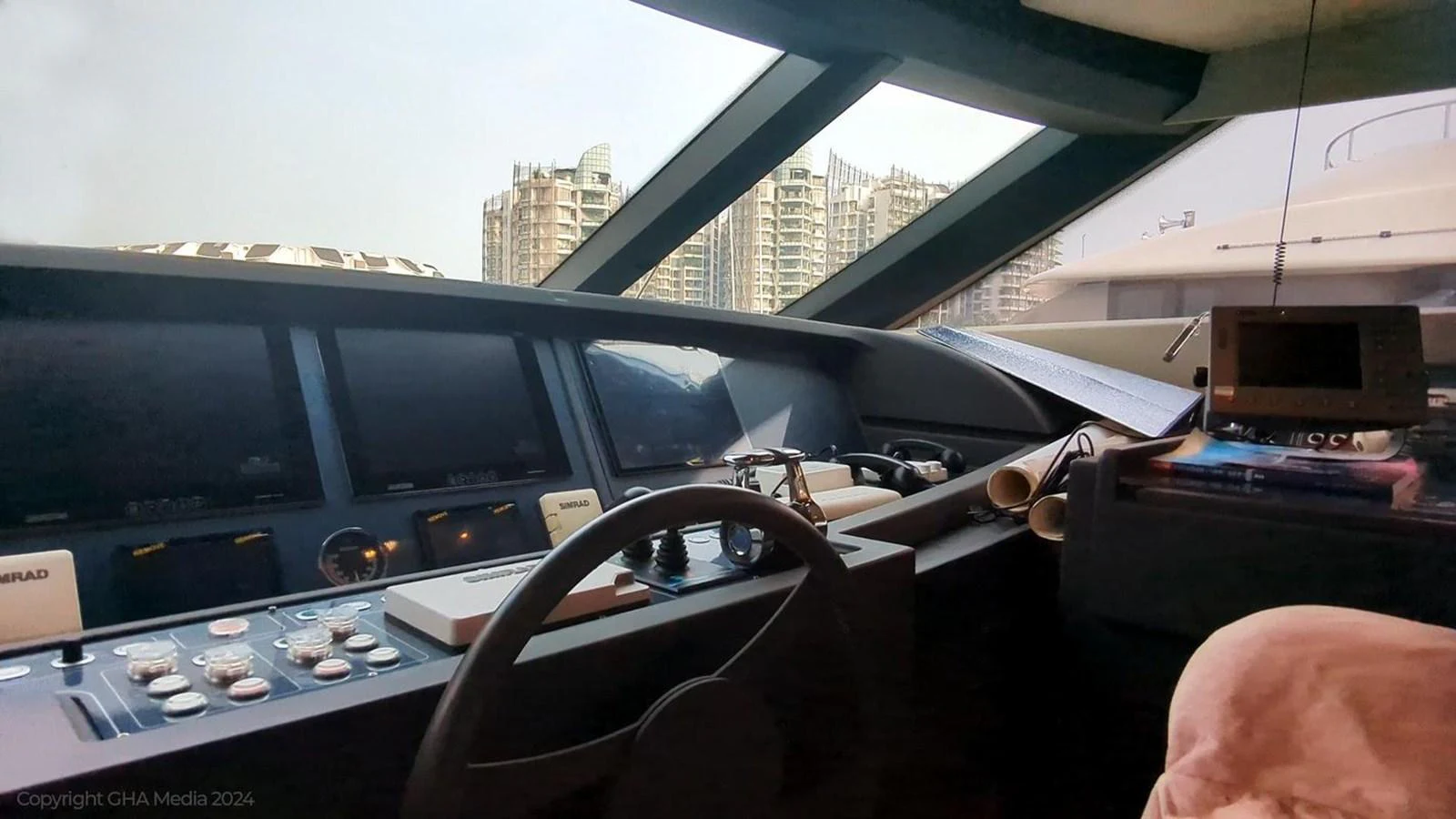 inside of a car aboard OXYGEN Yacht for Sale