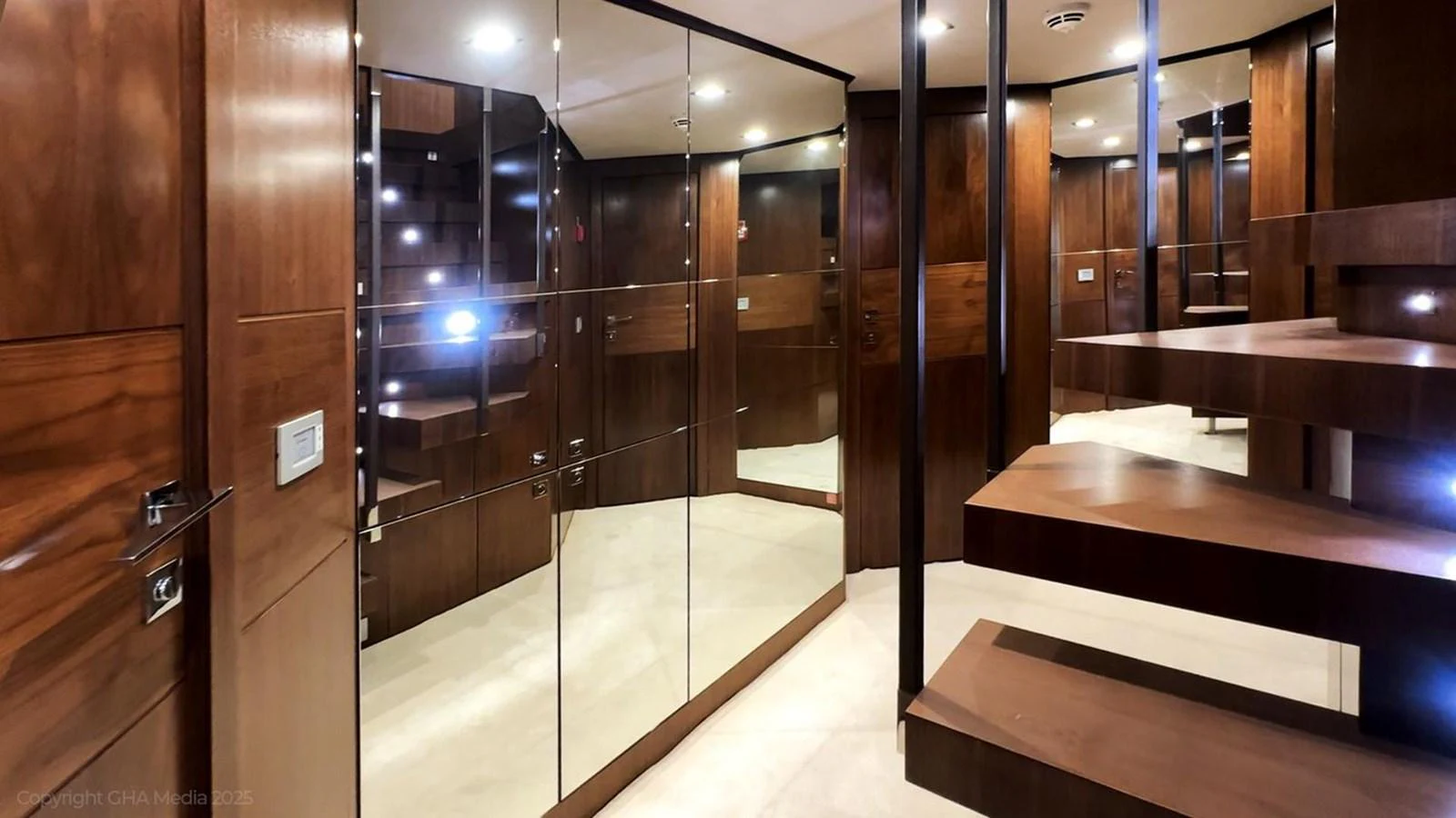 a room with a large glass display case aboard OXYGEN Yacht for Sale