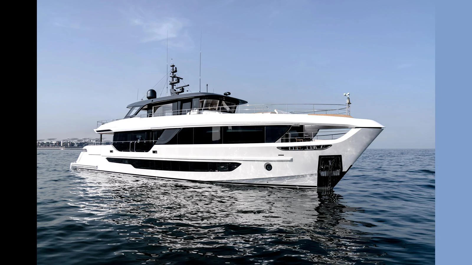 a white boat on water aboard 100 TERRACE Yacht for Sale