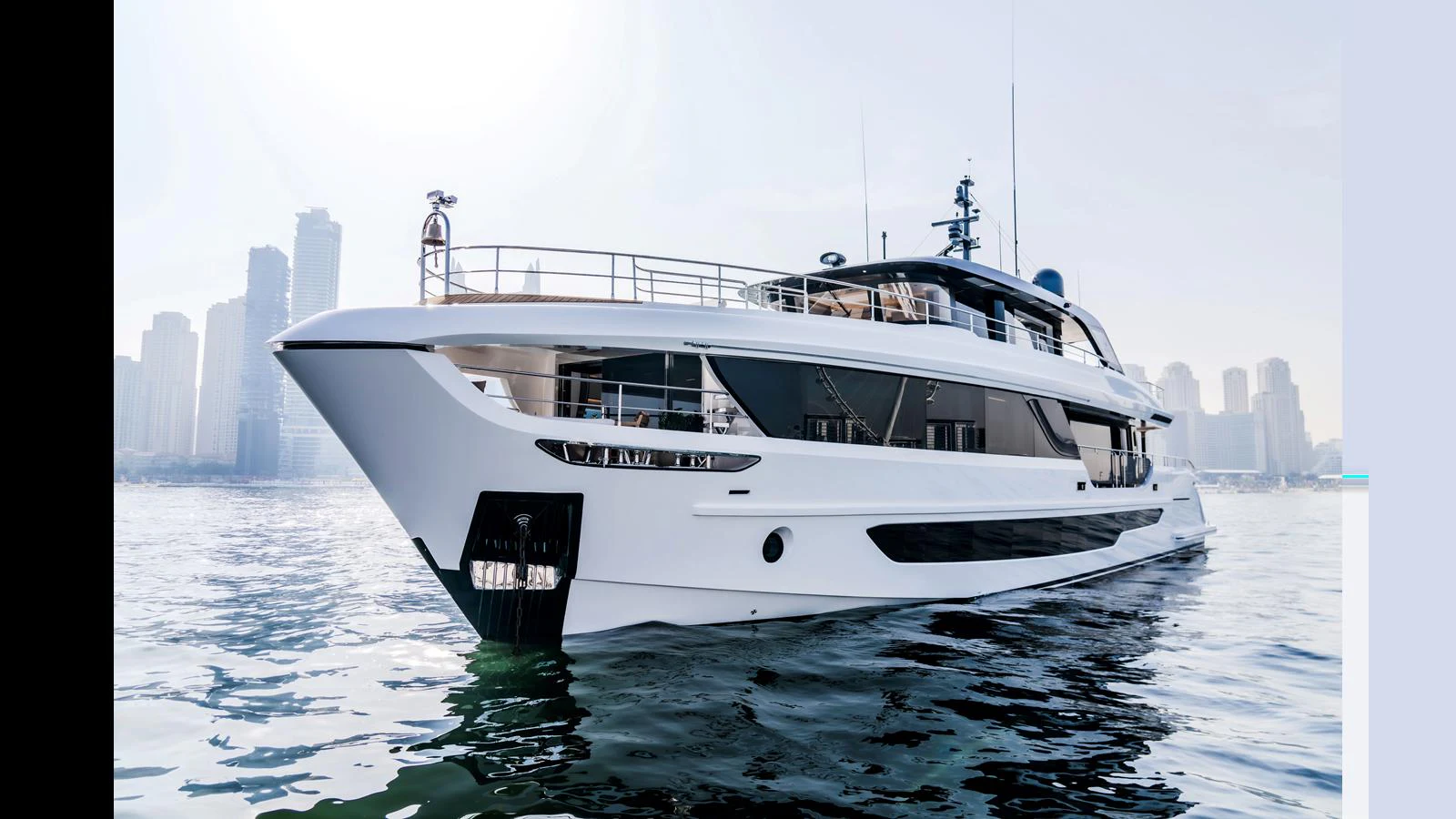 a white boat on water aboard 100 TERRACE Yacht for Sale