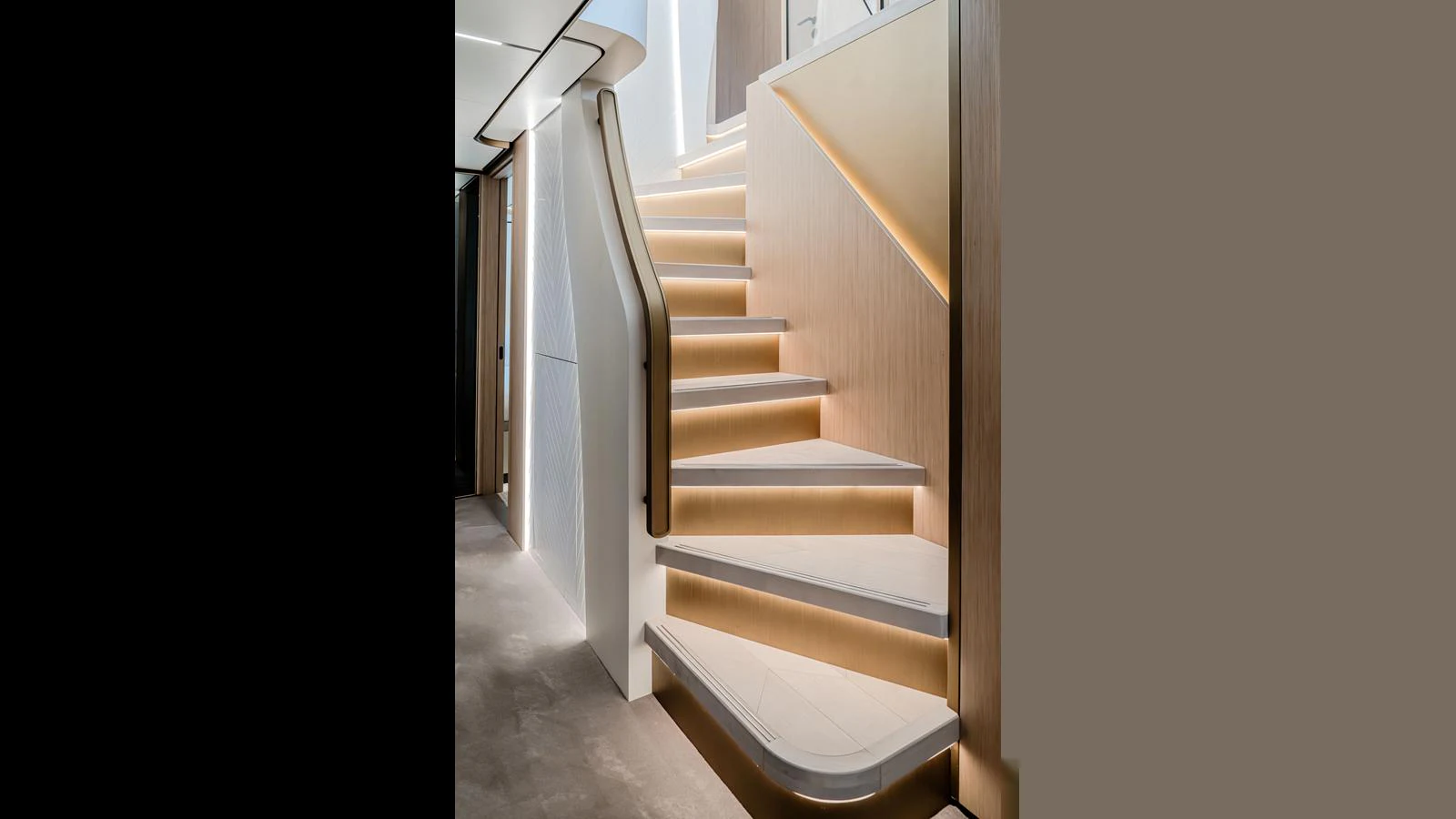 a staircase in a room aboard 100 TERRACE Yacht for Sale